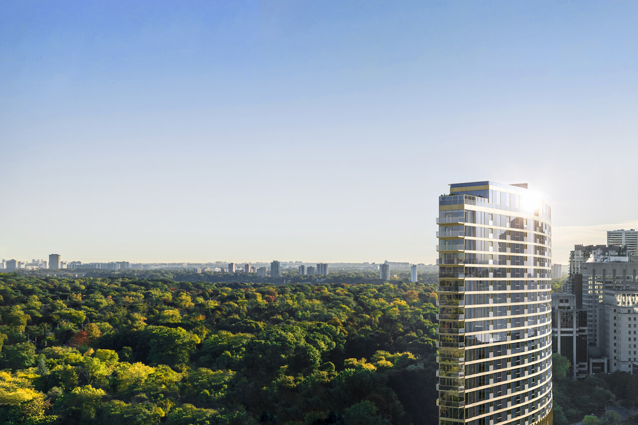 Rendering of Park Road Condos exterior aerial