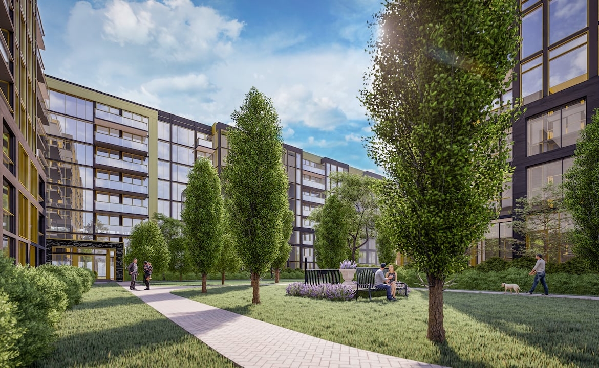 Rendering of Nuvo 2 Condos courtyard