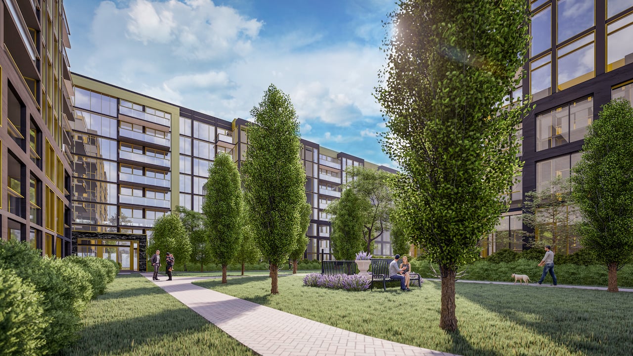 Rendering of Nuvo 2 Condos courtyard