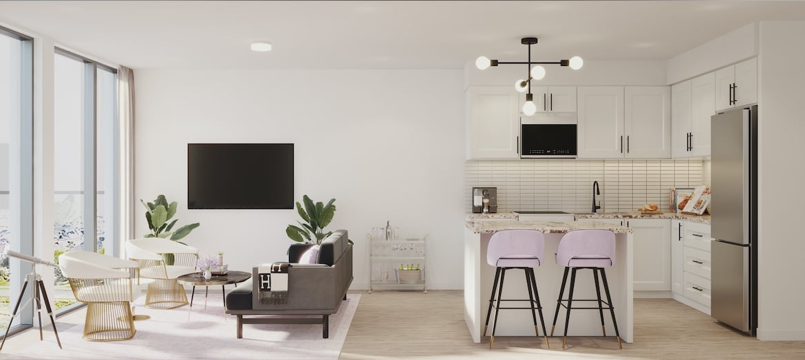 Rendering of Nuvo 2 suite kitchen