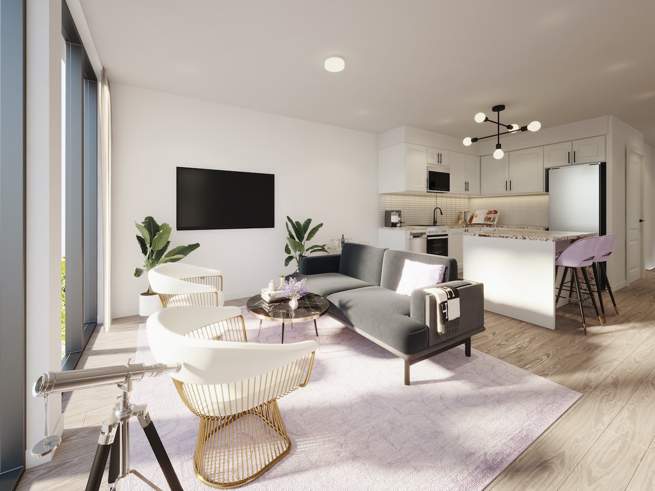 Rendering of Nuvo 2 suite living room