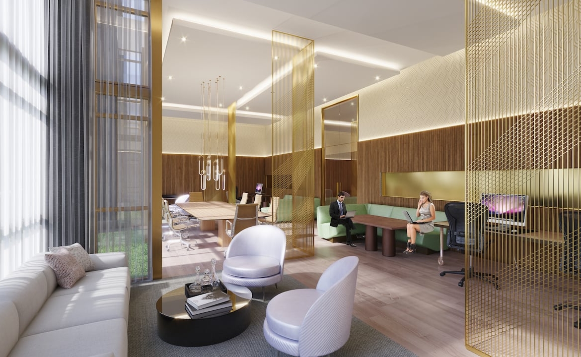 Rendering of Nuvo 2 Condos shared co-working space
