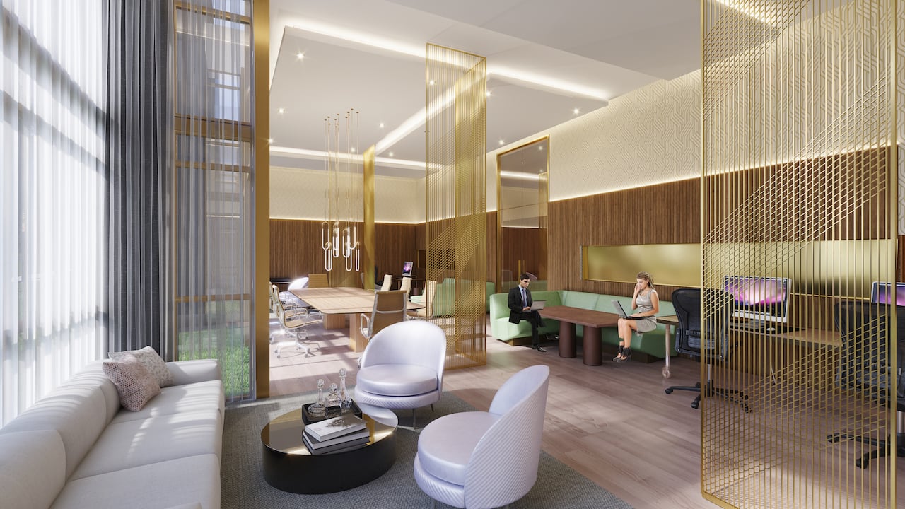 Rendering of Nuvo 2 Condos shared co-working space