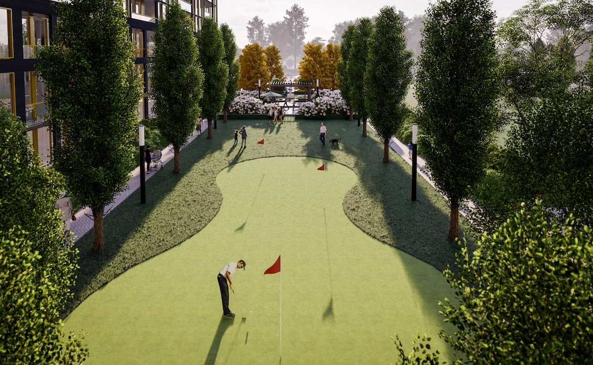 Rendering of Nuvo 2 Condos golf putting green