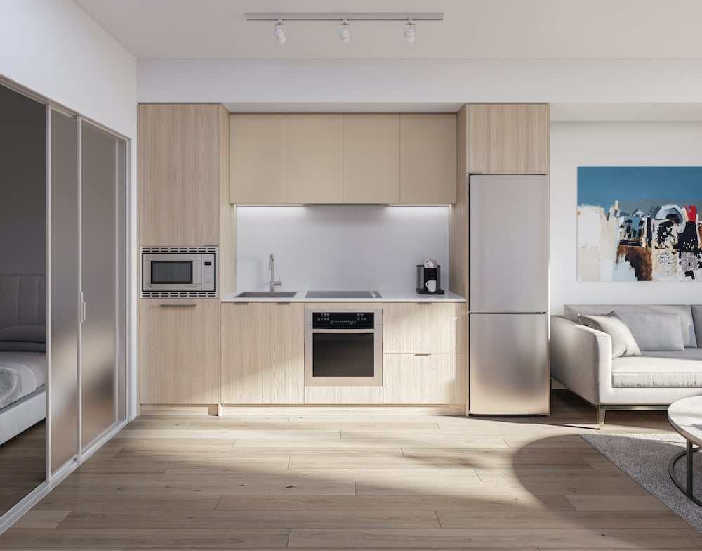 Rendering of 1 Jarvis Condos suite kitchen neige