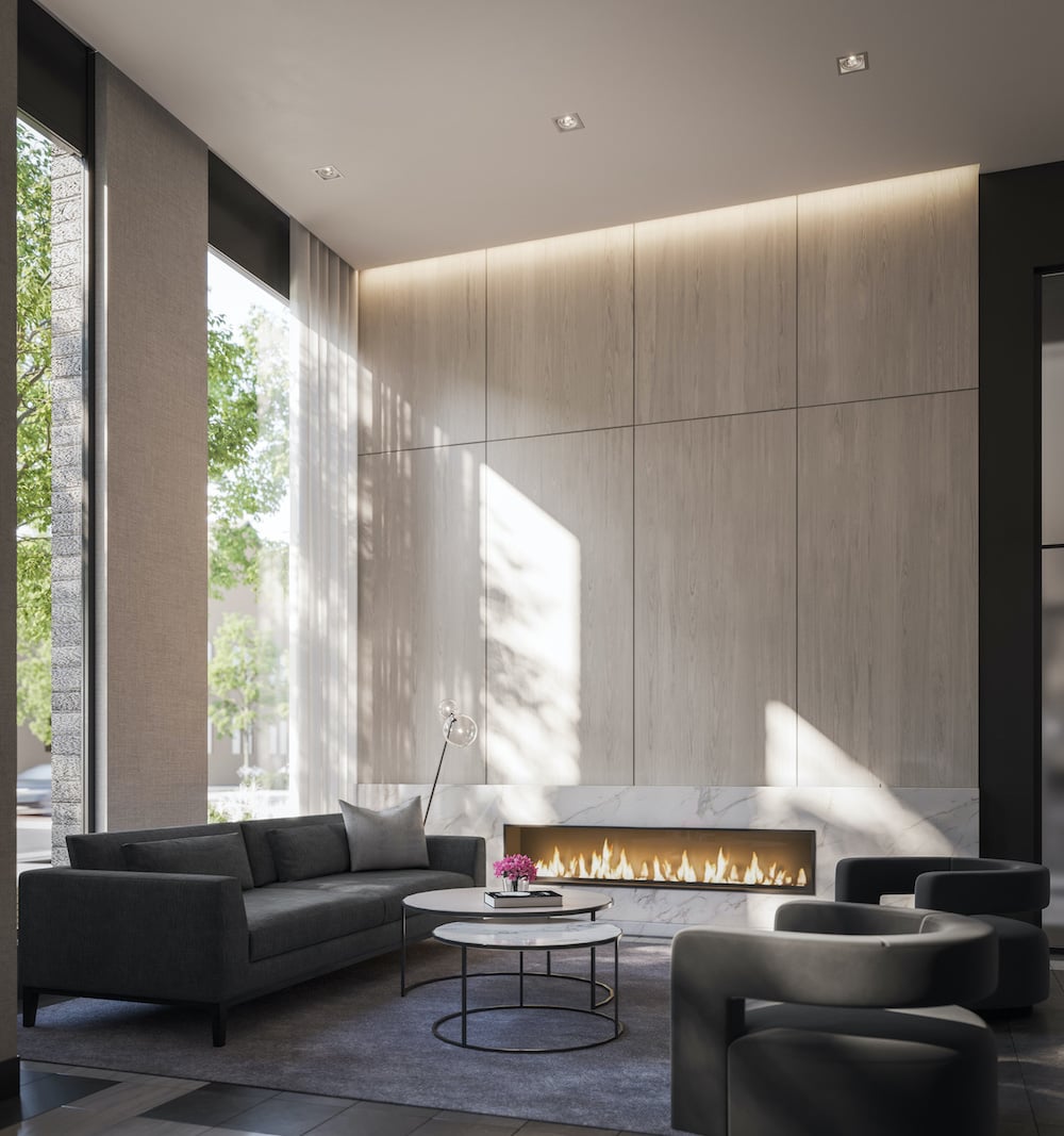 Rendering of 1 Jarvis Condos lobby lounge