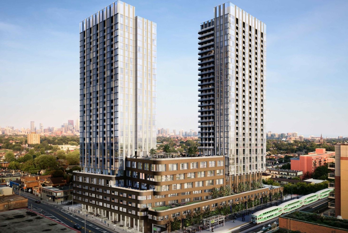 Rendering of 1319 Bloor Street West Condos exterior 2 tower view
