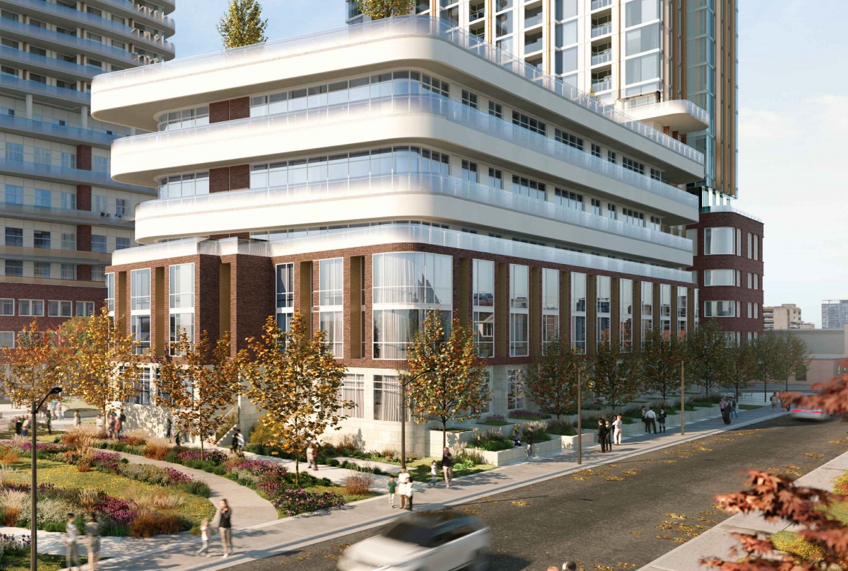Rendering of 1319 Bloor Street West Condos exterior podium