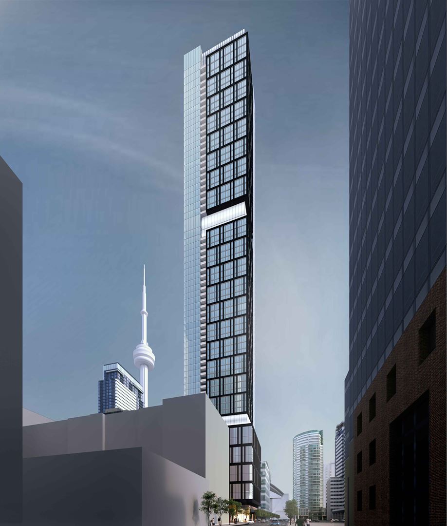 Exterior rendering of 277 Wellington Street West Condos in Toronto side view