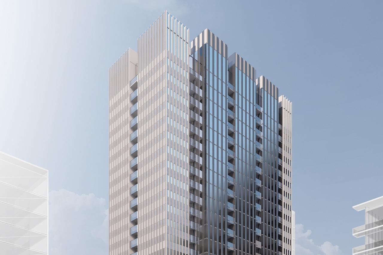 Rendering of 400 King West Condos exterior upper half