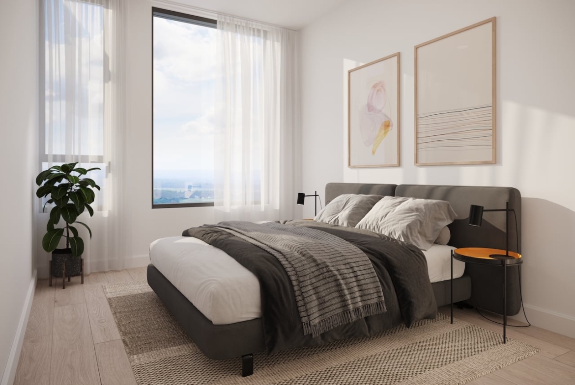 Rendering of Realm Condos suite bedroom
