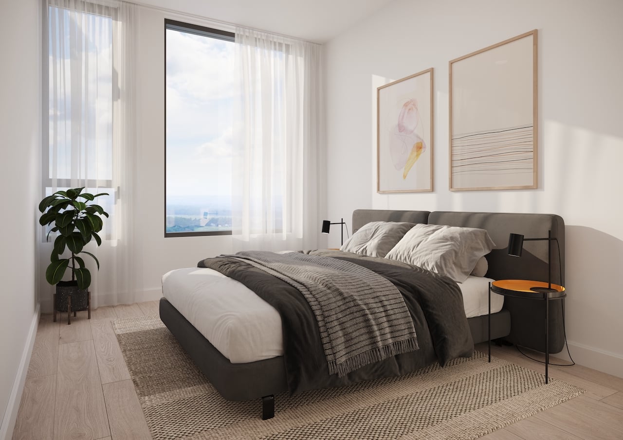 Rendering of Realm Condos suite bedroom