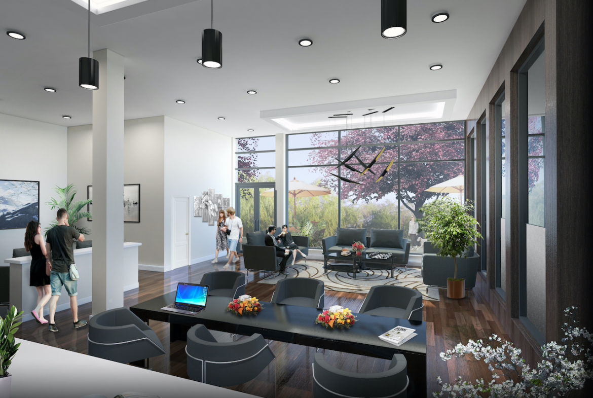 Rendering of Upper Vista Welland ground-floor amenity space