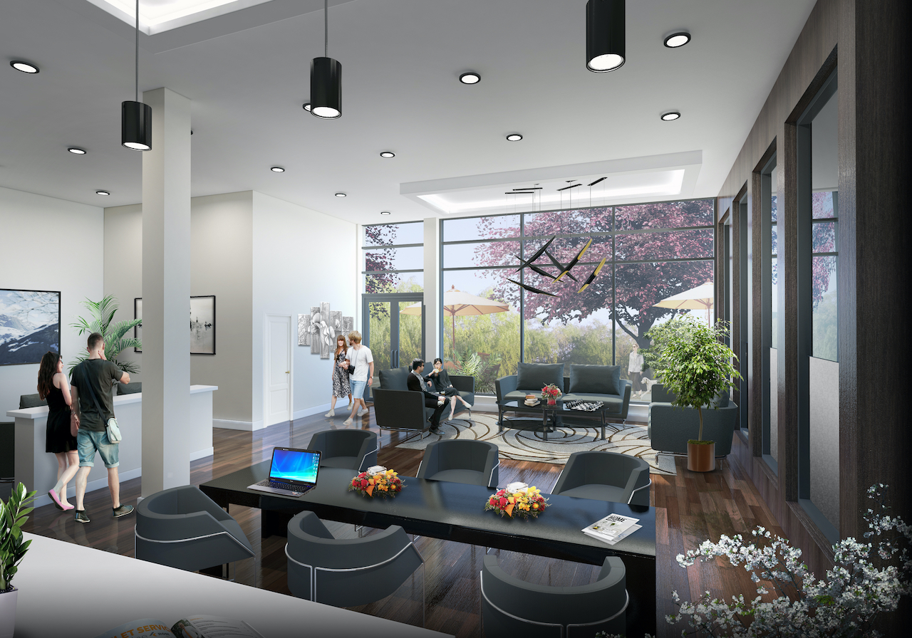 Rendering of Upper Vista Welland ground-floor amenity space