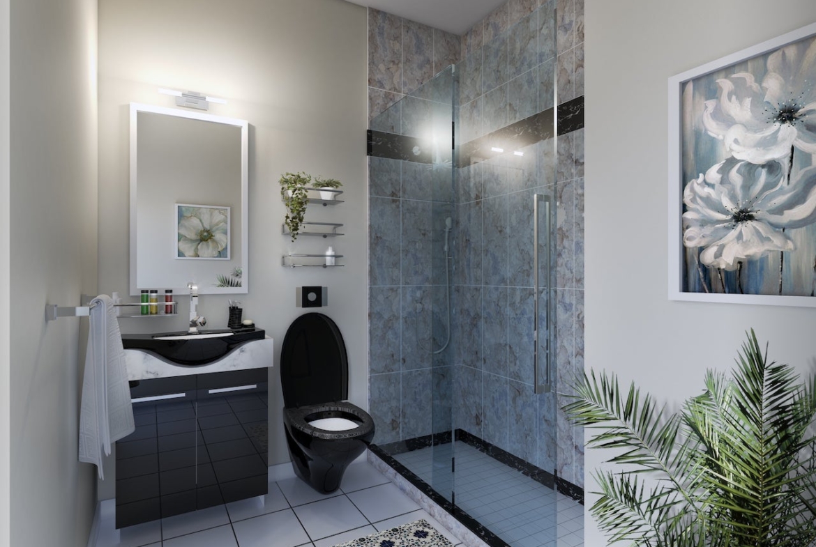 Rendering of Upper Vista Welland suite bathroom