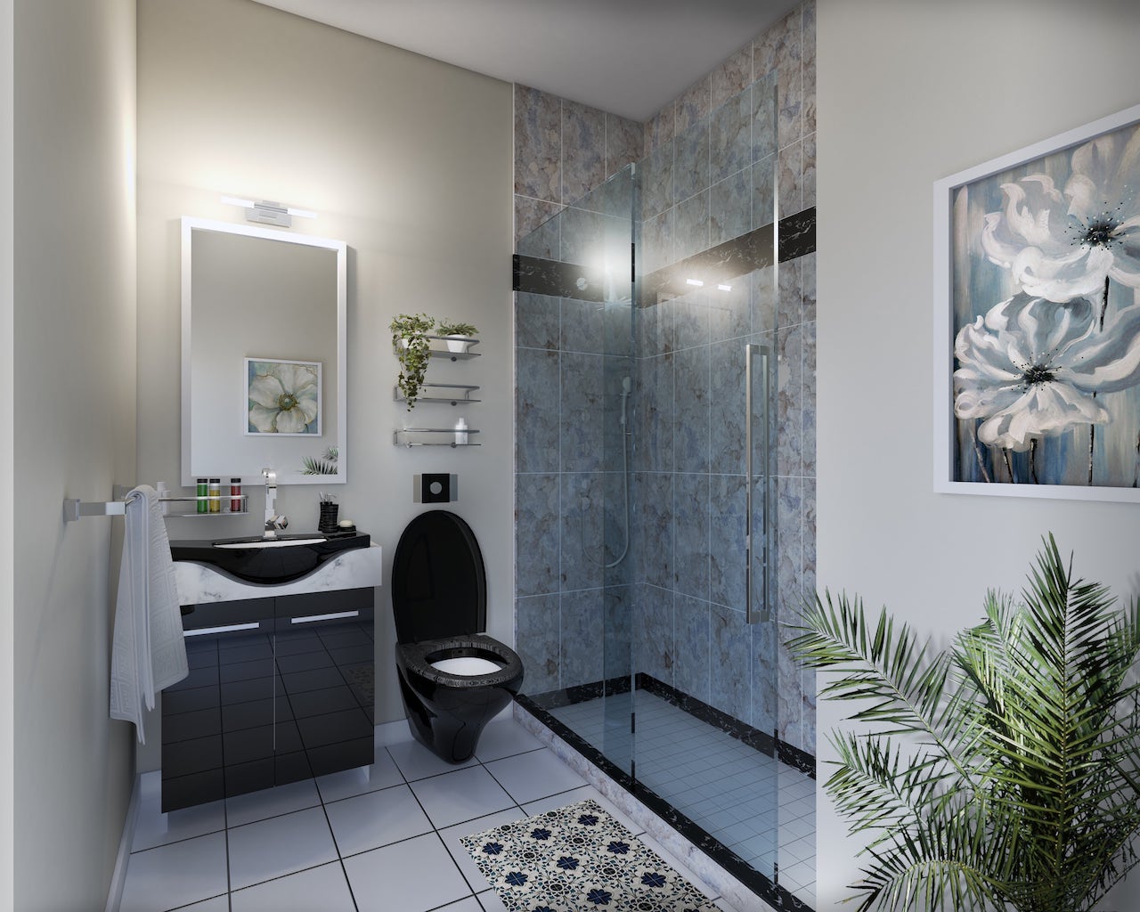 Rendering of Upper Vista Welland suite bathroom
