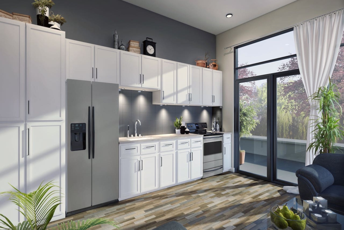 Rendering of Upper Vista Welland suite kitchen