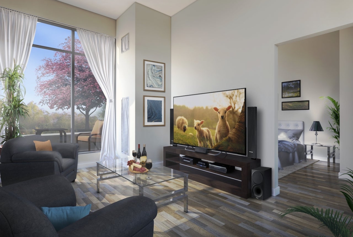 Rendering of Upper Vista Welland suite living room