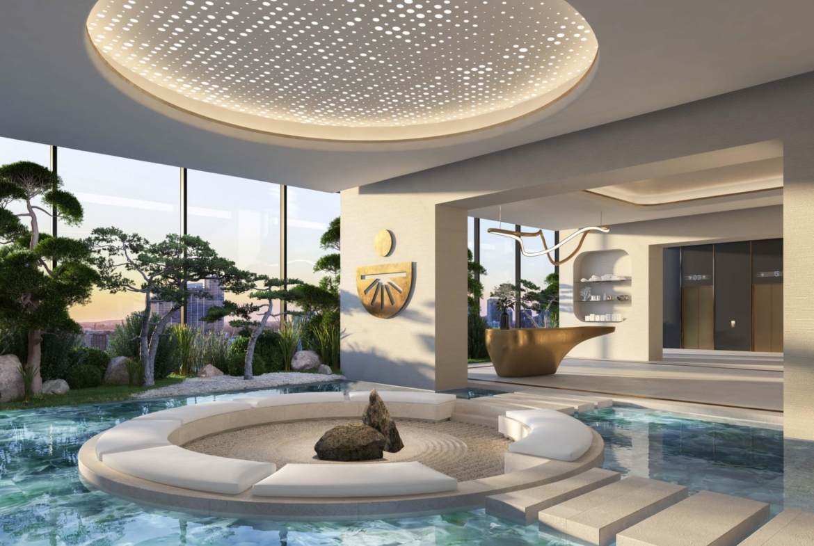 Rendering of E11even Hotel and Residences pool with spa