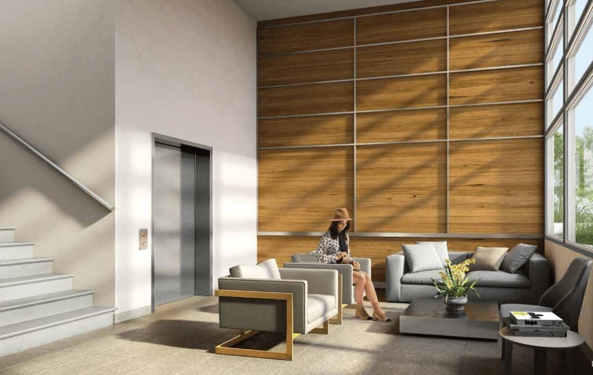 Rendering of One Twenty Condos lobby with seating