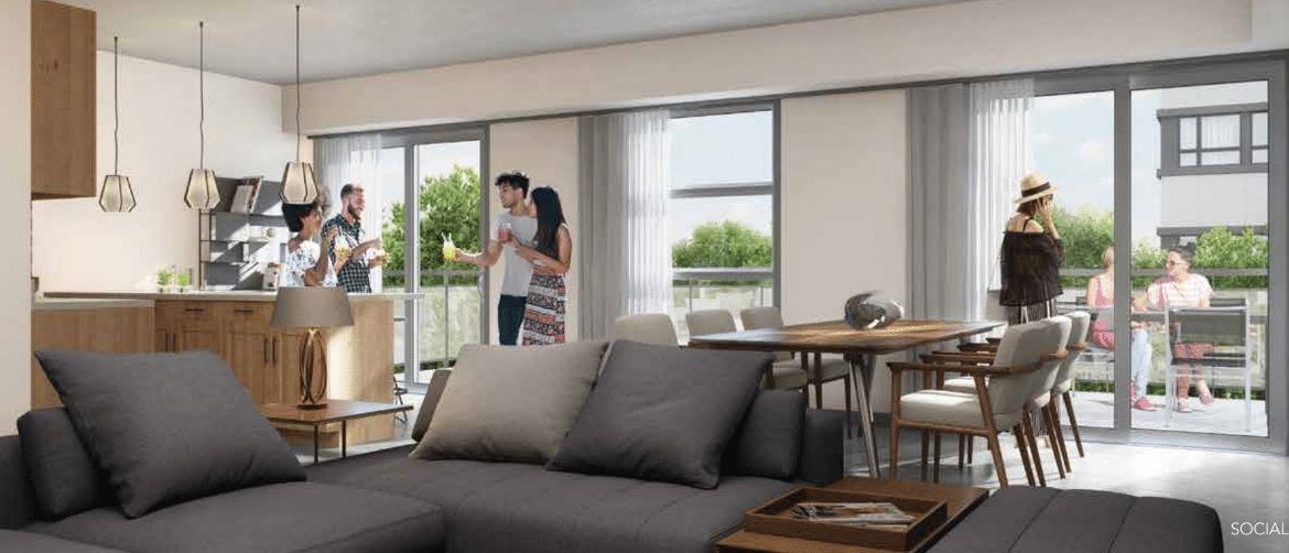 Rendering of One Twenty Condos suite living room