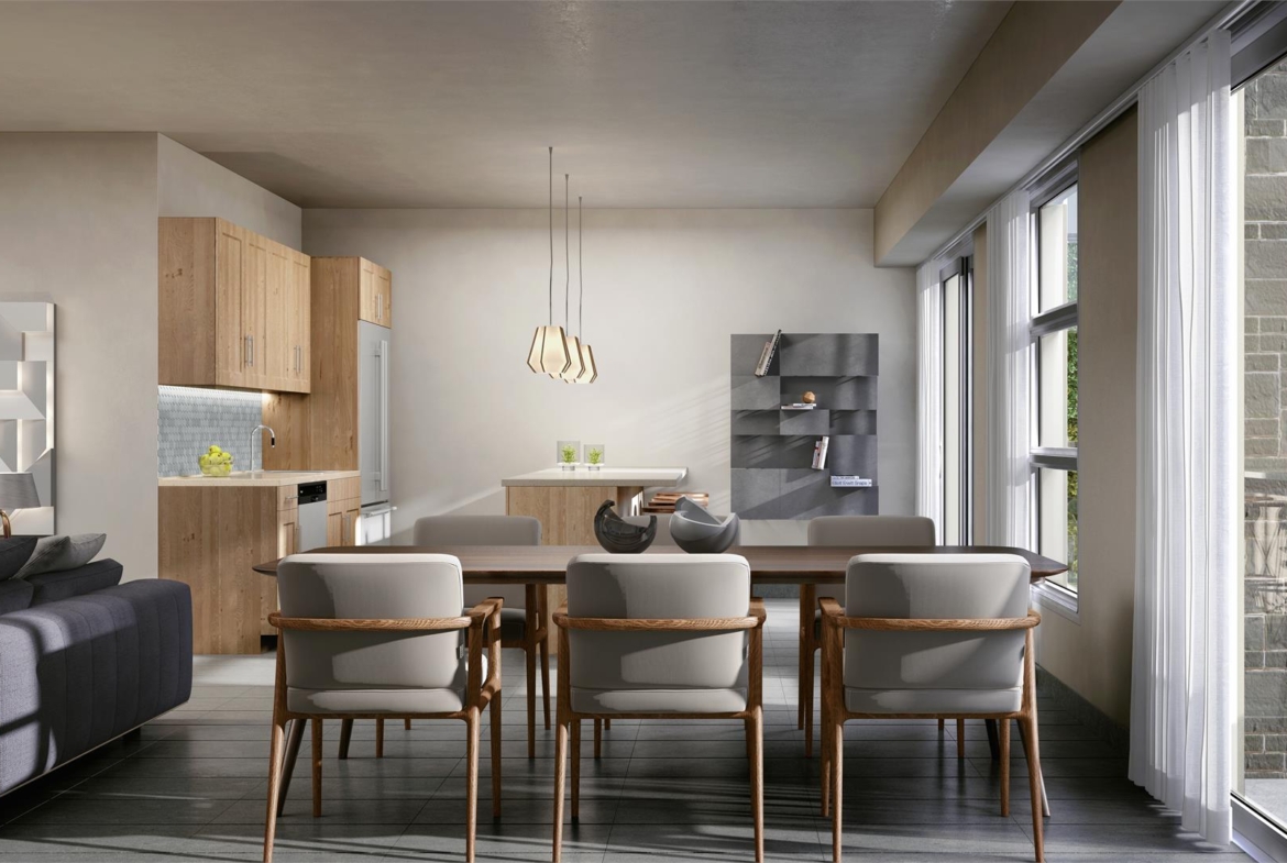 Rendering of One Twenty Condos suite dining room