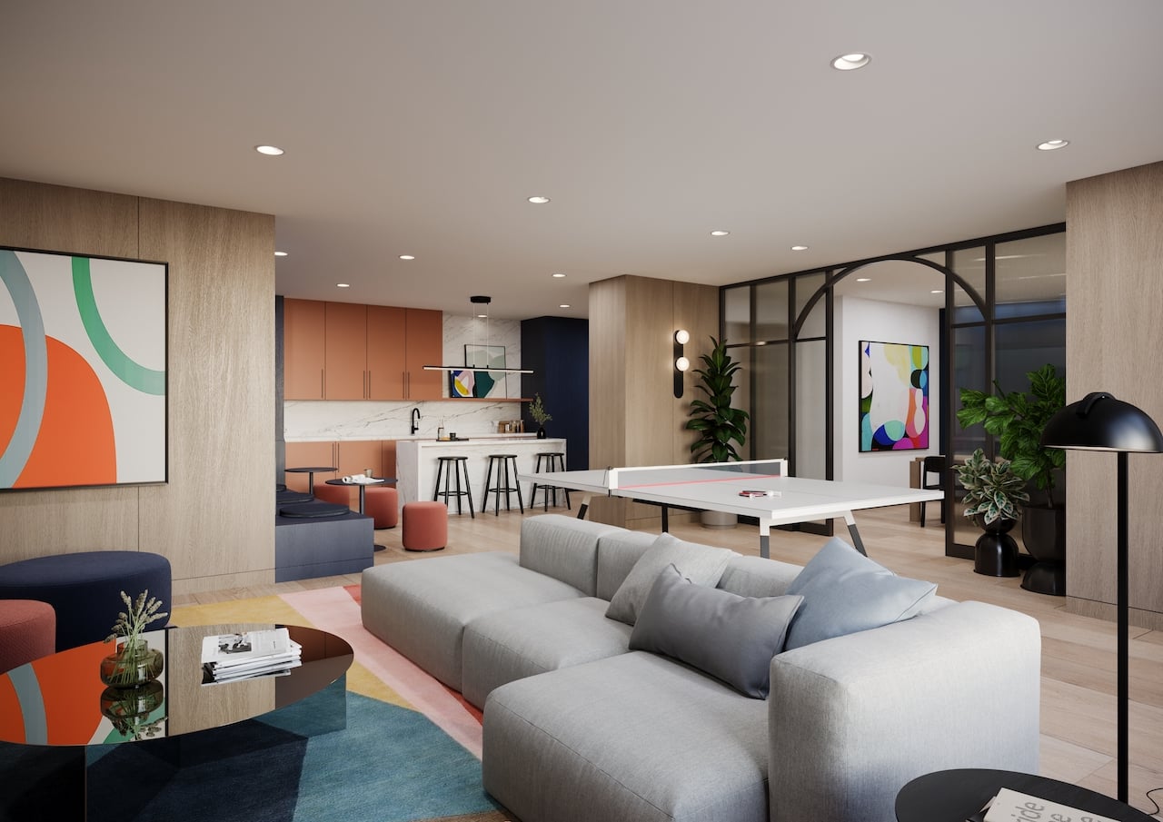 Rendering of Realm Condos party room