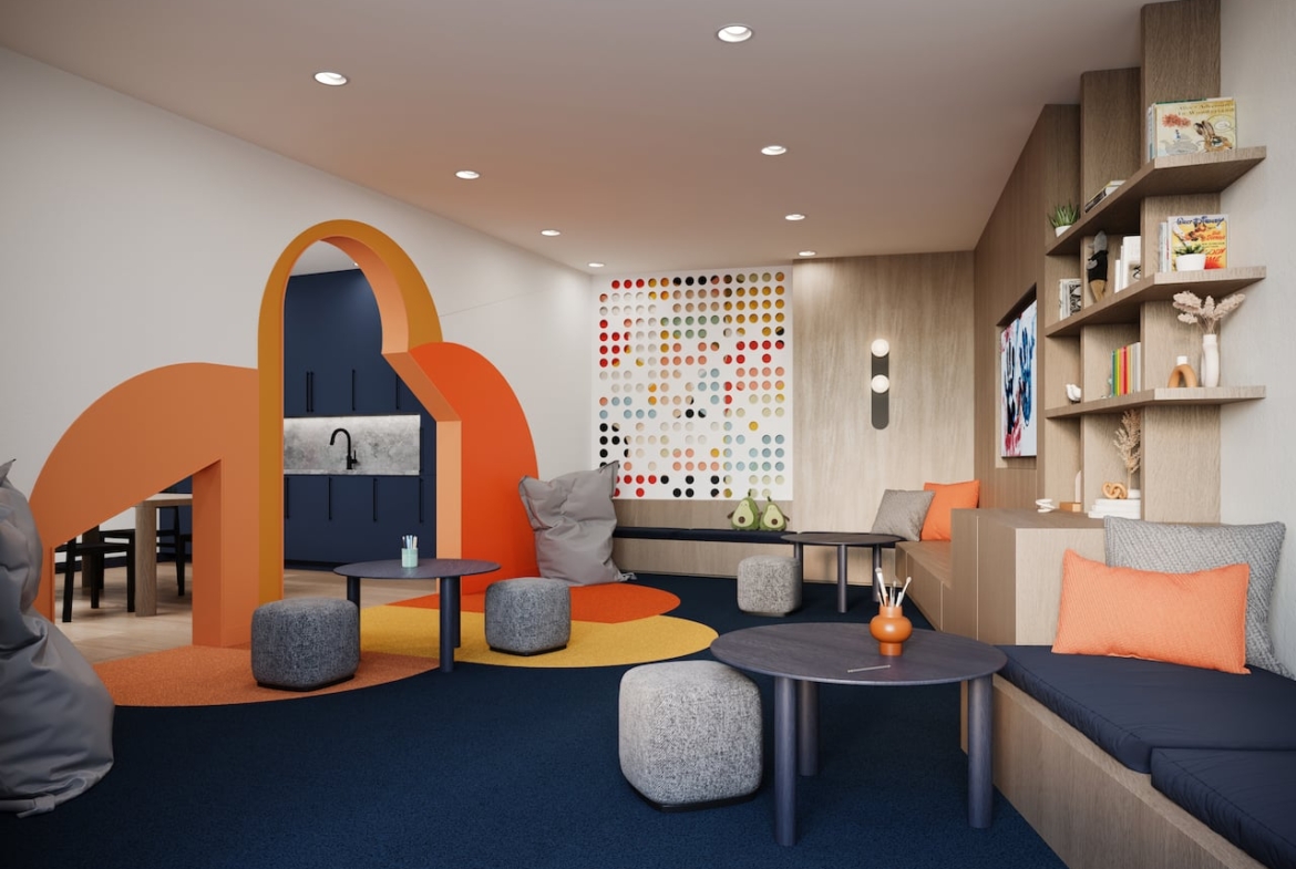 Rendering of Realm Condos kids playroom