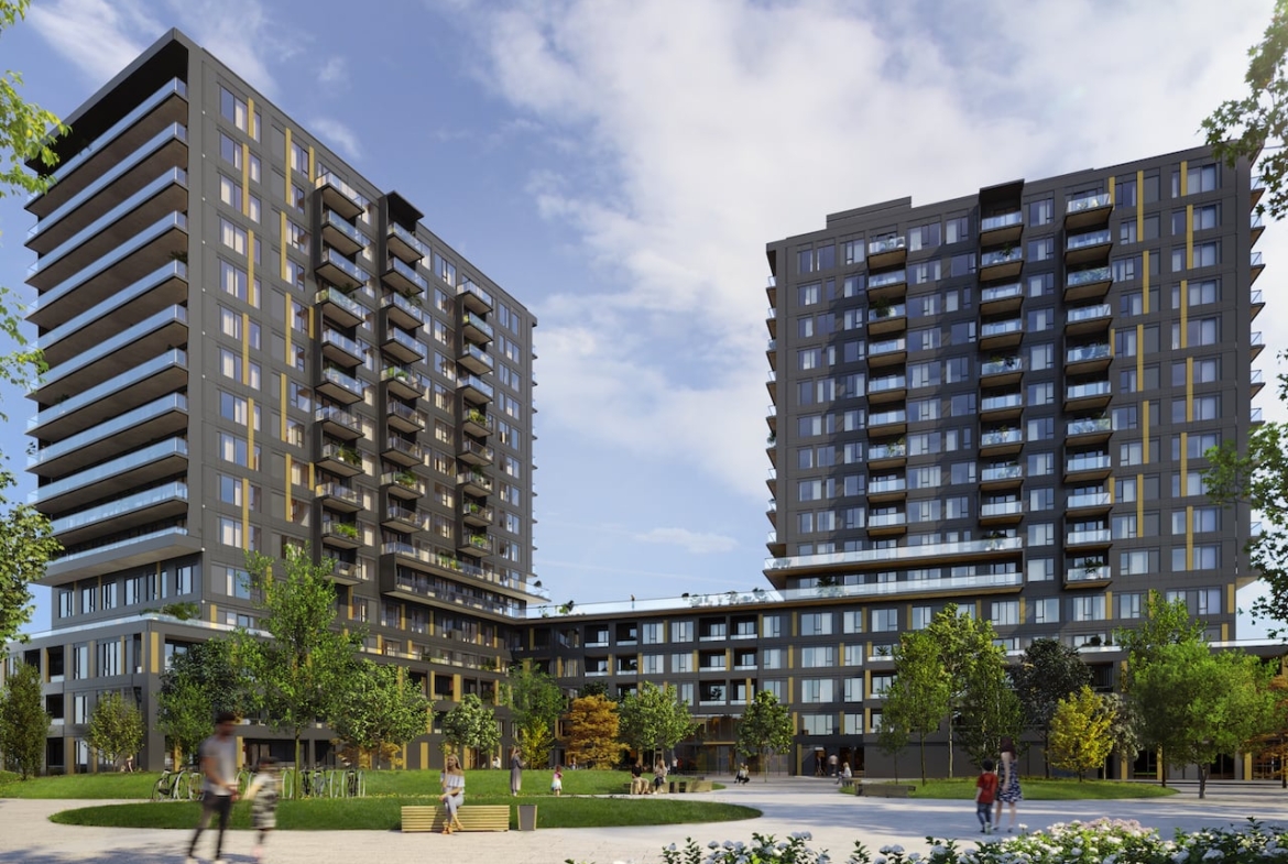 Realm Condos 2 towers and podium