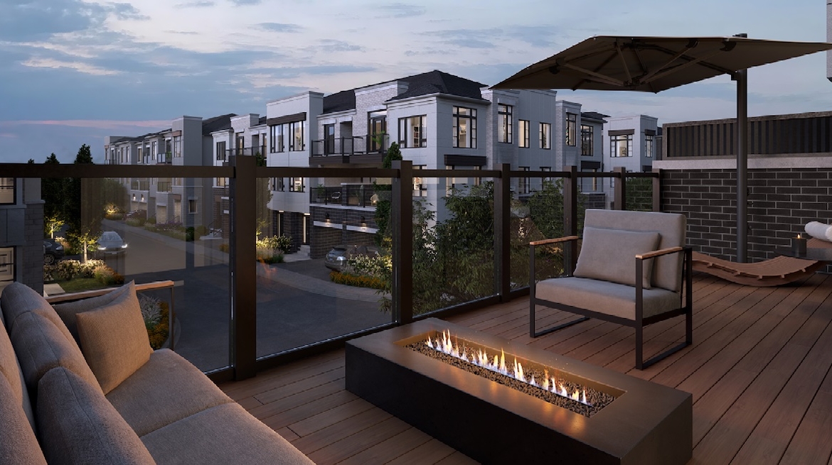 Twelve Oaks Towns terrace at night