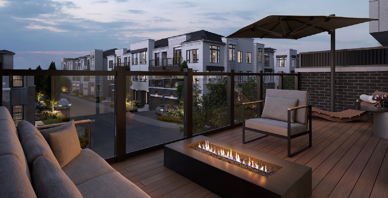 Twelve Oaks Towns terrace at night