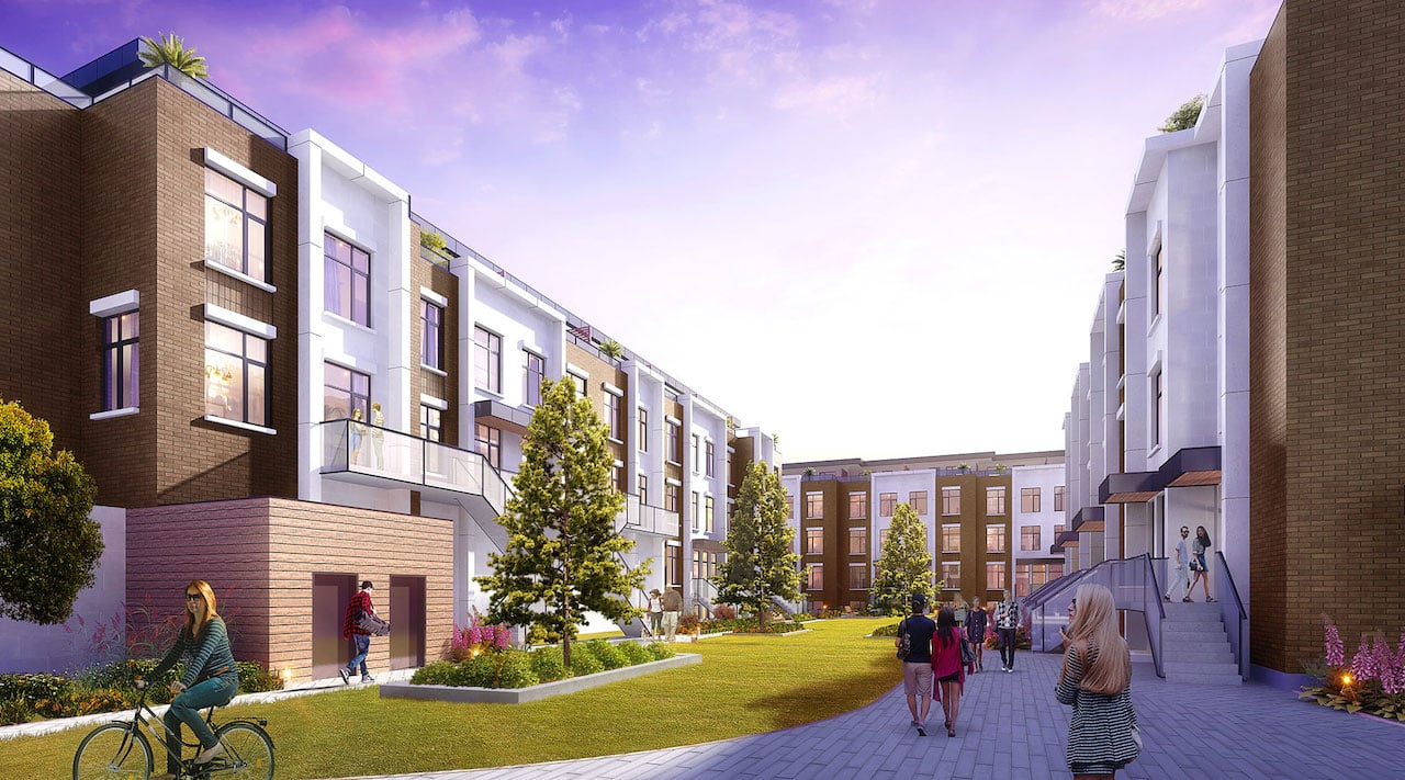 Rendering of 9560 Islington Urban Towns courtyard evening