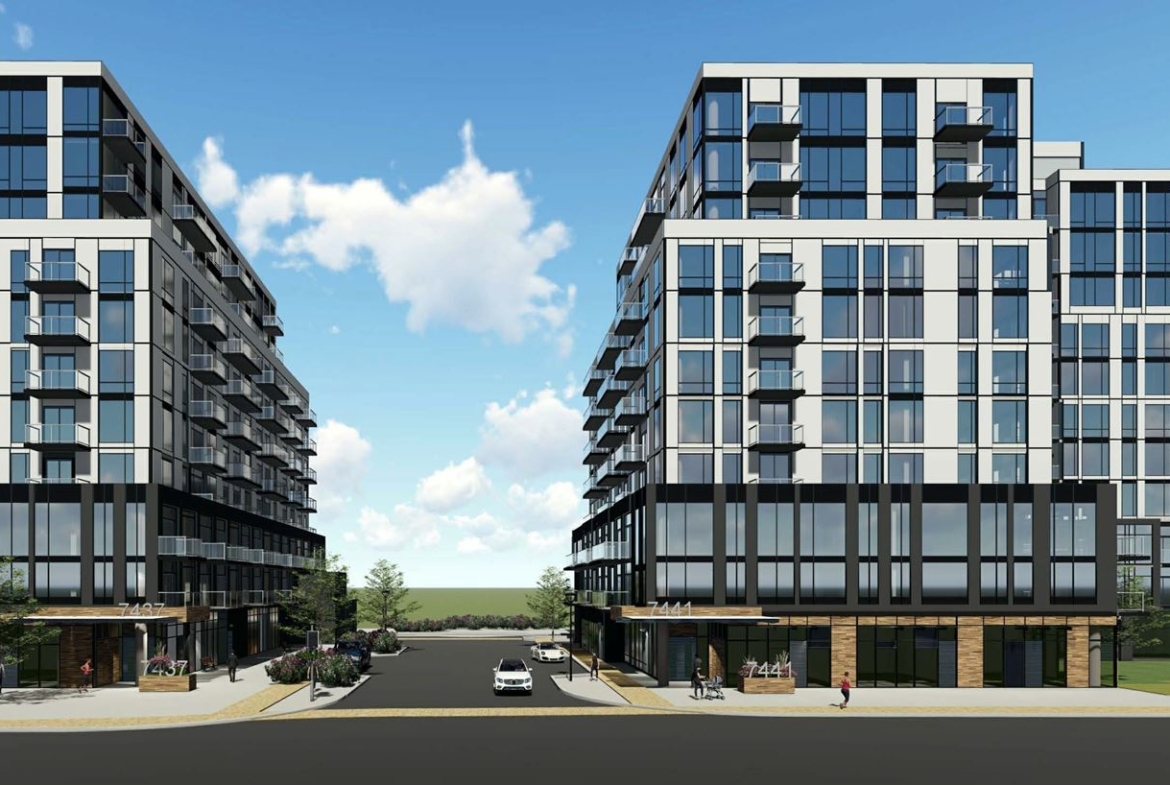 Exterior rendering of 7437 Kingston Road Condos in Toronto