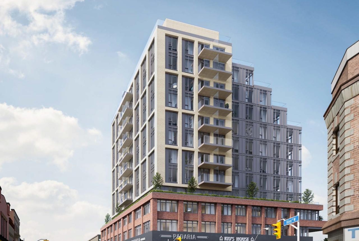 Exterior full view rendering of 990 Bloor West Condos