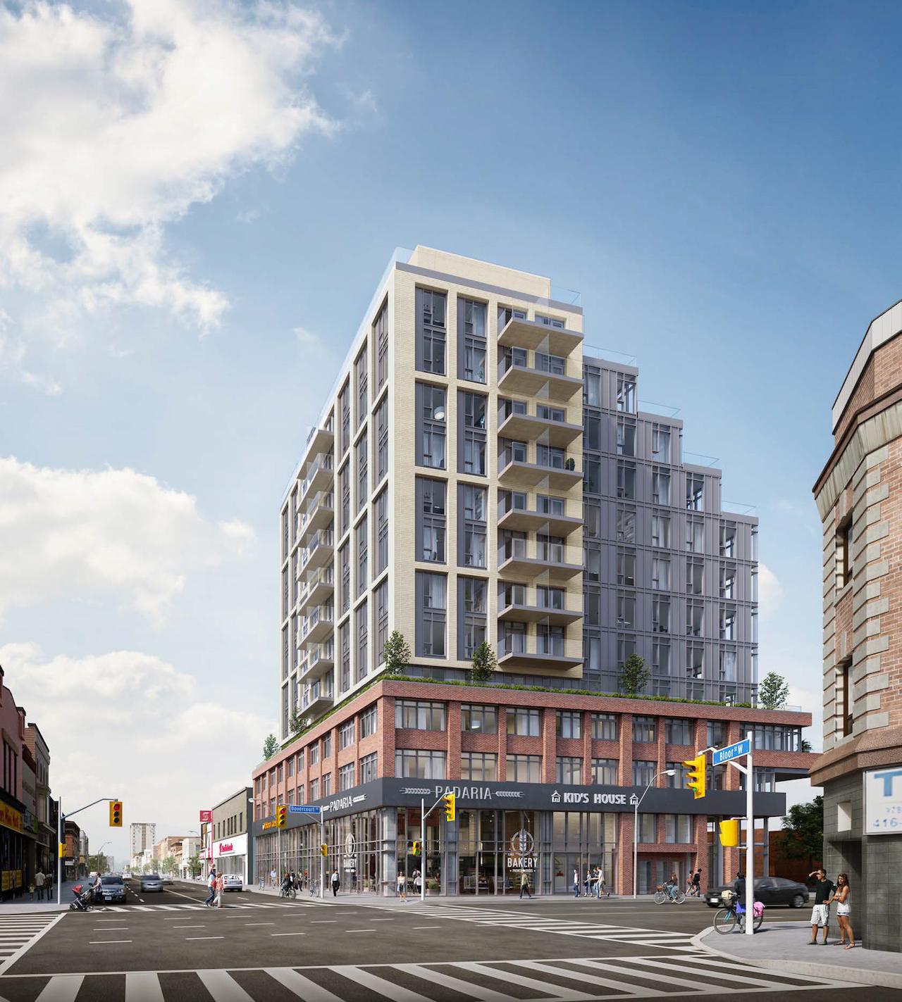 Exterior full view rendering of 990 Bloor West Condos
