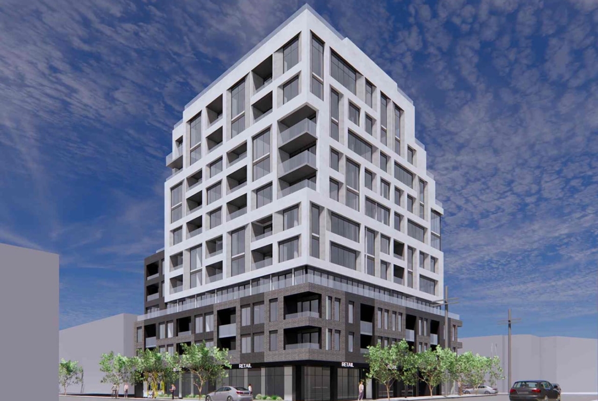 Rendering of 990 Bloor West Condos exterior full view