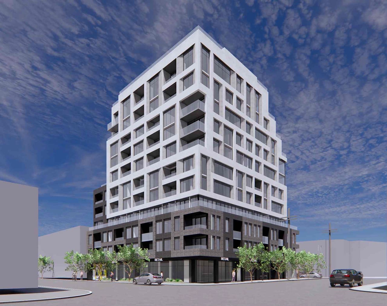 Rendering of 990 Bloor West Condos exterior full view