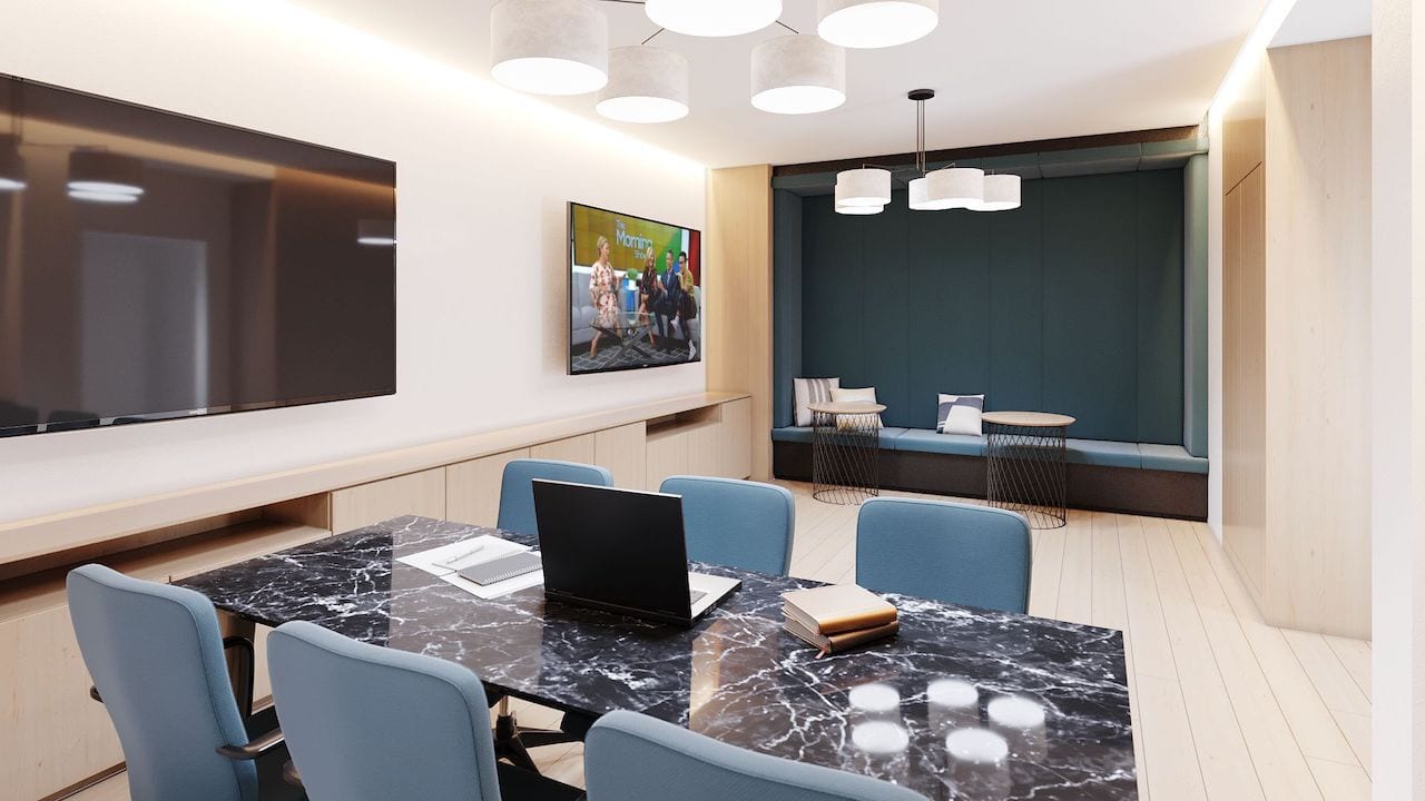 Rendering of Motto Condos collaboration room