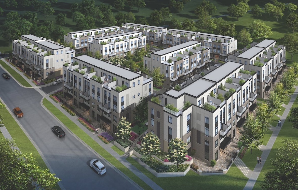 Rendering of The Crawford Urban Towns aerial view