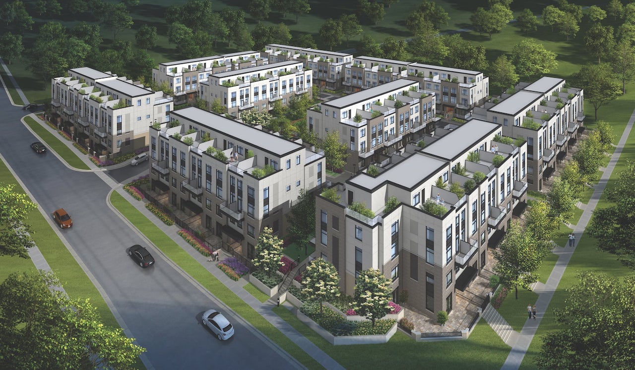 Rendering of The Crawford Urban Towns aerial view