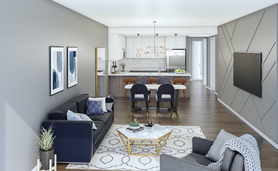 Rendering of The Crawford Urban Towns suite Willmott interior