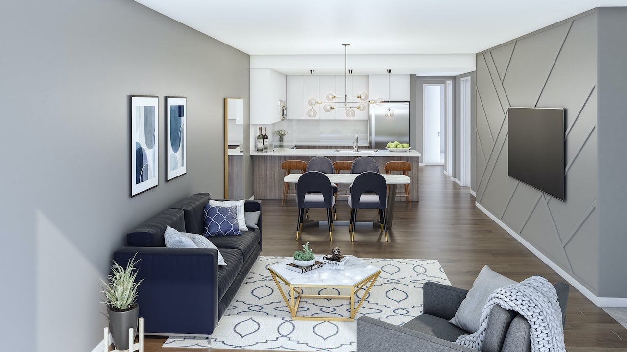 Rendering of The Crawford Urban Towns suite Willmott interior