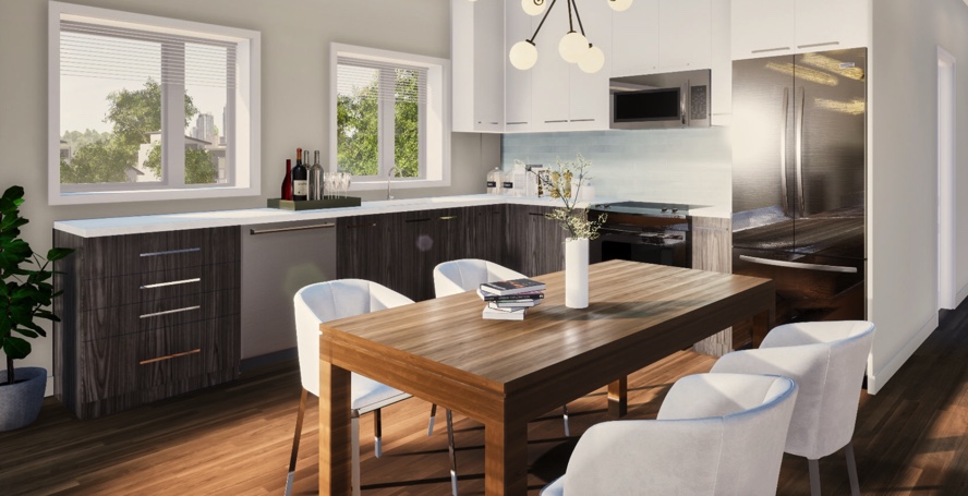 Rendering of Victoria Garden suite interior kitchen