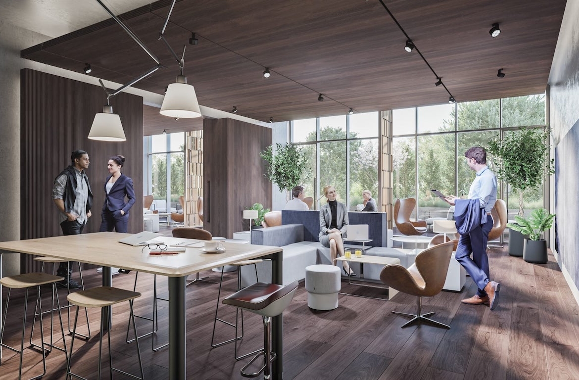 Rendering of Mondria Condos co-working space