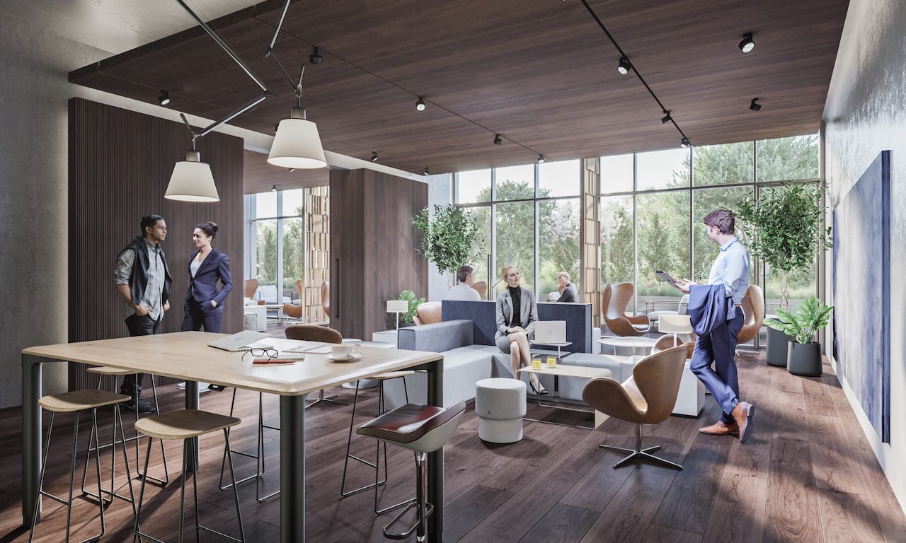 Rendering of Mondria Condos co-working space