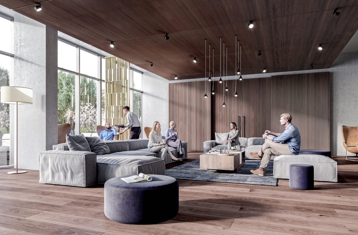 Rendering of Mondria Condos party room