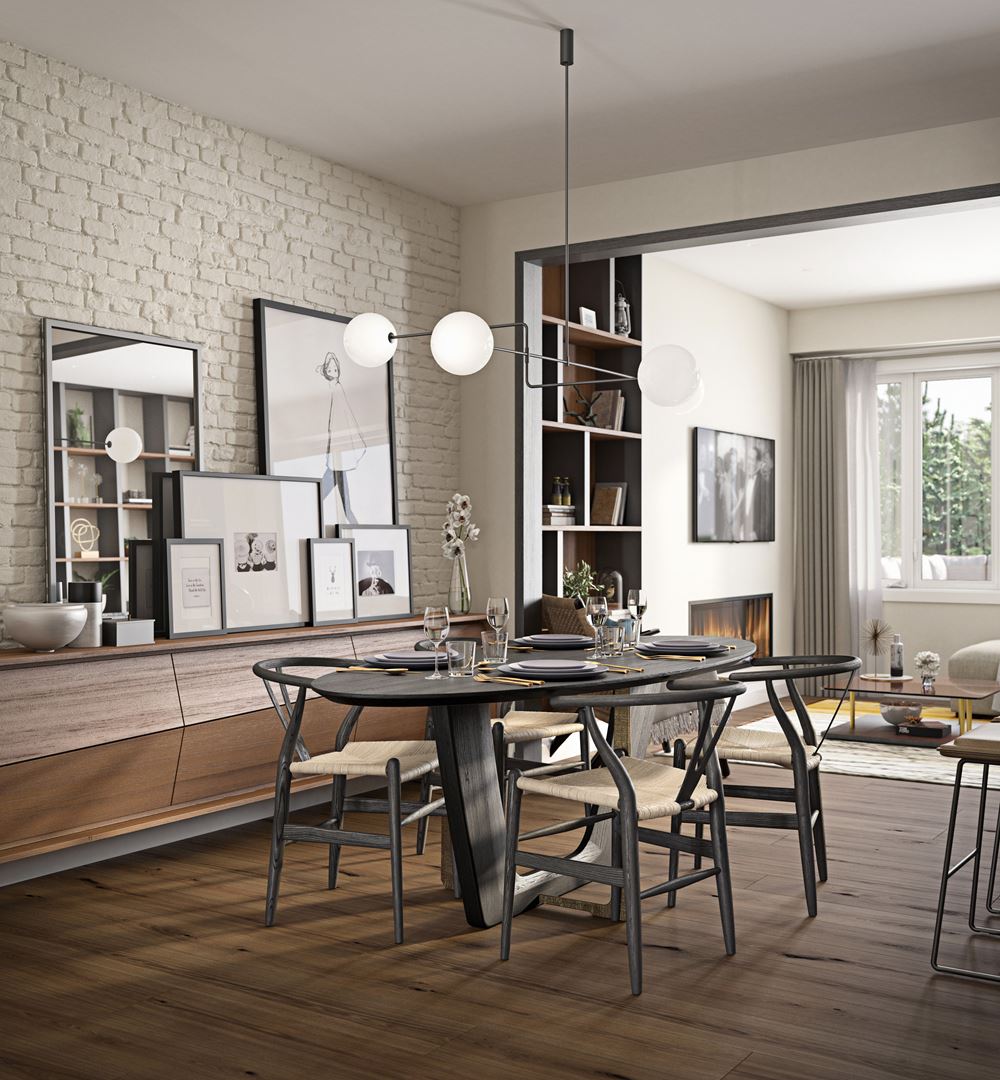 Rendering of West&Post towns interior dining area