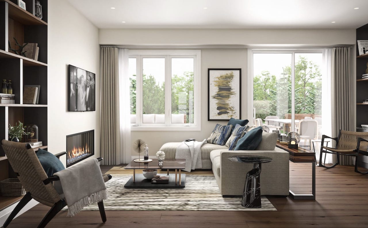 Rendering of West&Post towns interior living room