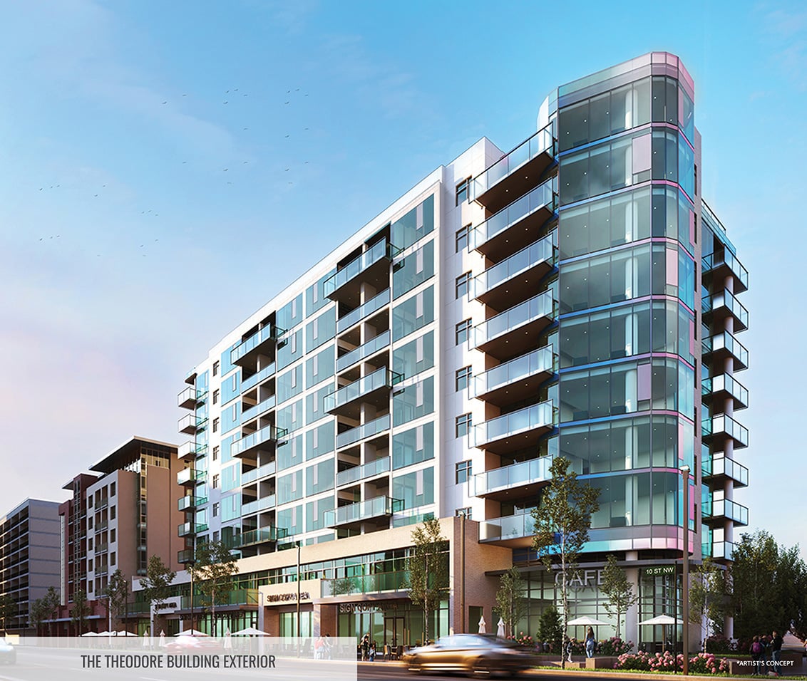 Rendering of The Theodore Condos building exterior