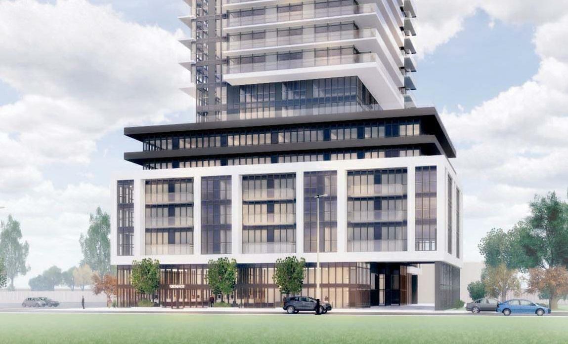 Rendering of 1821 Weston Condos exterior podium and surrounding area